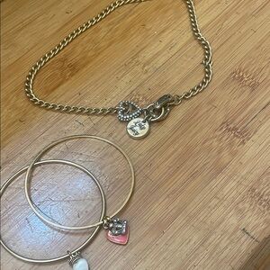Juicy Couture Gold Necklace with Charms and bangles with charms